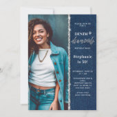 Denim Diamonds Bling Glitter Foto 50e verjaardag Kaart (Voorkant)