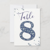 Denim Diamonds Bling Glitter Tafelkaart 8 ACHT Kaart (Achterkant)