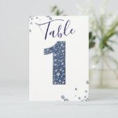Denim & Diamonds Bling Glitter Tafelnummer 1 EEN (Staand voorkant)