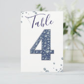 Denim & Diamonds Bling Glitter Tafelnummer 4 Vier (Staand voorkant)