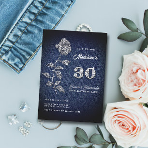 Denim Diamonds Bling Roos 30e verjaardag Kaart