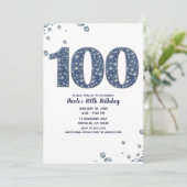 Denim & Diamonds Bling Sparkle 100TH 100 Birthday Kaart (Staand voorkant)