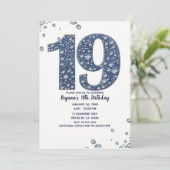 Denim & Diamonds Bling Sparkle 19th 19th Birthday Kaart (Staand voorkant)