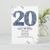 Denim & Diamonds Bling Sparkle 20TH 20 Birthday Kaart (Staand voorkant)