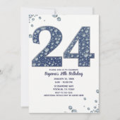 Denim & Diamonds Bling Sparkle 24 24th Birthday Kaart (Voorkant)