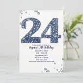 Denim & Diamonds Bling Sparkle 24 24th Birthday Kaart (Staand voorkant)