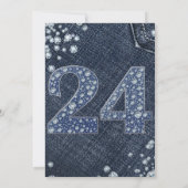Denim & Diamonds Bling Sparkle 24 24th Birthday Kaart (Achterkant)