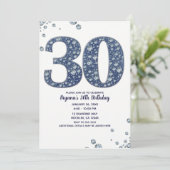 Denim & Diamonds Bling Sparkle 30TH 30 Birthday Kaart (Staand voorkant)