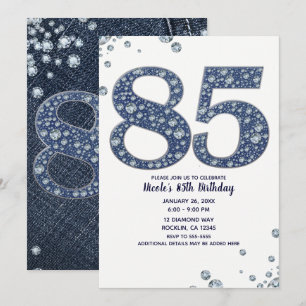 Denim & Diamonds Bling Sparkle 85e 85e verjaardag Kaart