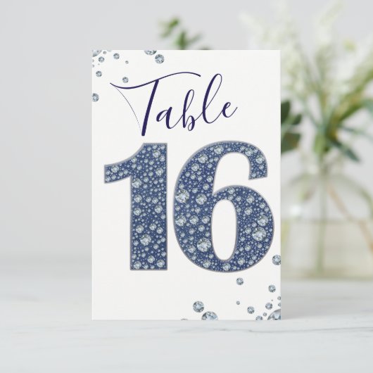 Denim & Diamonds Bling Sparkle Numéro de Table 16 (Debout devant)