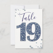 Denim & Diamonds Bling Sparkle Numéro de Table 19 (Dos)