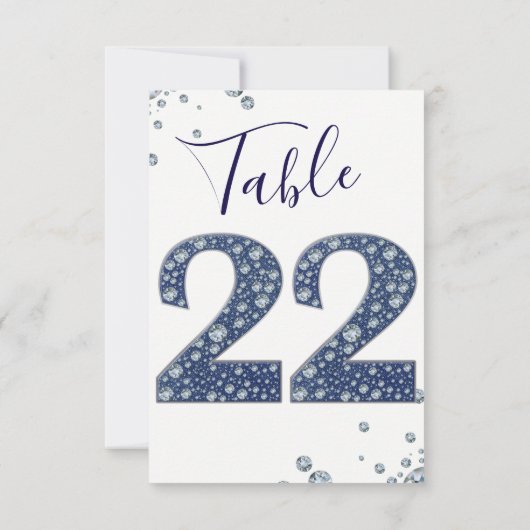 Denim & Diamonds Bling Sparkle Numéro de Table 22 (Dos)