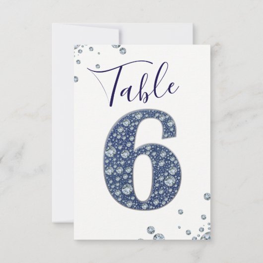 Denim & Diamonds Bling Sparkle Numéro de Table 6 S (Dos)