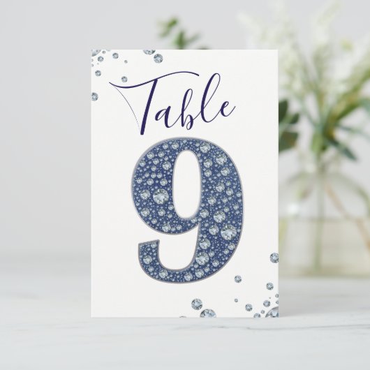 Denim & Diamonds Bling Sparkle Numéro de Table 9 N (Debout devant)