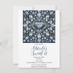Denim & Diamonds Bling Sweet 16 Verjaardagsfeestje Kaart