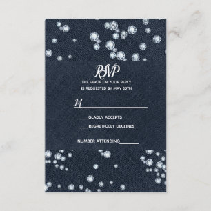 Denim & Diamonds Blue Jeans Bling Glam RSVP Kaartje