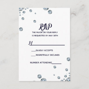 Denim & Diamonds Blue Jeans Bling Glam RSVP Kaartje