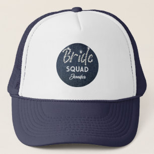 Denim Diamonds Bride Squad Navy Bachelorette Trucker Pet