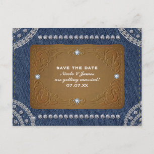Denim & Diamonds Broeken Label Save the date Feest Aankondigingskaart