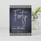 Denim Diamonds Classy Bling 40e verjaardagsfeestje Kaart (Staand voorkant)