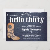 Denim Diamonds Cowgirl Laarzen Rozen 30e Verjaarda Kaart (Voorkant)