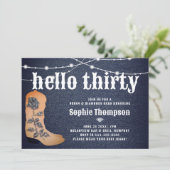 Denim Diamonds Cowgirl Laarzen Rozen 30e Verjaarda Kaart (Staand voorkant)