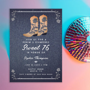 Denim Diamonds Cowgirl Laarzen Rozen Sweet 16 Kaart