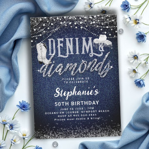 Denim Diamonds Cowgirl Rustieke Chic 50e Verjaarda Kaart