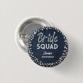 Denim Diamonds Elegant Navy Bachelorette Bride Ronde Button 3,2 Cm (Voorkant /achterkant)