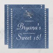 Denim & Diamonds Emblem Sweet 16 Invitation (Devant / Derrière)