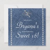 Denim & Diamonds Emblem Sweet 16 Invitation (Devant)