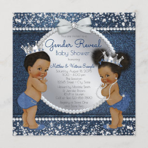 Denim Diamonds Etnische geslachtsonthulling Shower Kaart