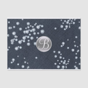 Denim Diamonds Gestrooide Bling Monogram Initiaal Tissuepapier