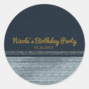Denim & Diamonds Glam Bling Chic Elegant Favor Ronde Sticker