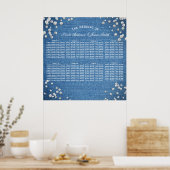 Denim & Diamonds Glam Bling Chic Table Seating Poster (Keuken)