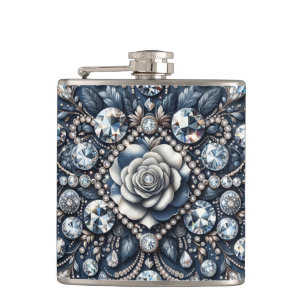 Denim & Diamonds Glam Bling Roze Juwelen Heupfles