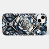Denim & Diamonds Glam Bling Rozen Sieraden Case-Mate iPhone Case (Achterkant (horizontaal))