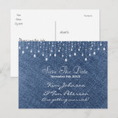 Denim & Diamonds Glam Country Save Date Briefkaart (Voorkant / Achterkant)