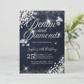 Denim Diamonds Glam Script Classy 30e verjaardag Kaart (Staand voorkant)