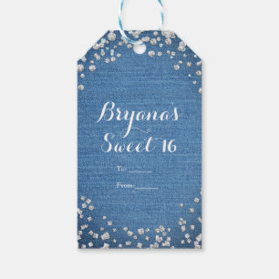 Denim & Diamonds Glam Strooi Bling Feest Favor Cadeaulabel