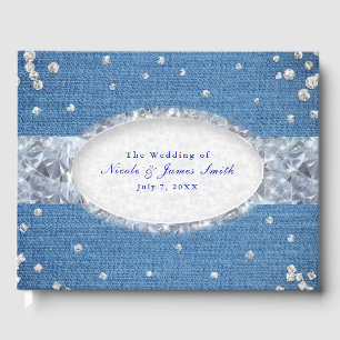 Denim & Diamonds Glam Verspreide Bling Bruiloft Gastenboek