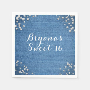Denim & Diamonds Glam verspreide Bling Feest Servet