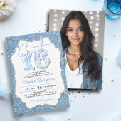 Denim Diamonds Glitter Chic Lijst Foto Sweet 16 Kaart