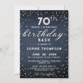 Denim Diamonds Glitter Modern 70th Birthday Party Kaart (Voorkant)