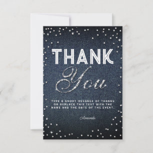 Denim Diamonds Glitter Rhinestones Chic Hartelijk Bedankkaart