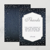 Denim Diamonds Glitter Rhinestones Frame Dank je w Bedankkaart (Voorkant / Achterkant)