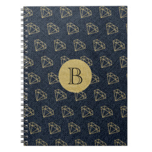 Denim & Diamonds Goud & Blauwe Glamour Bling Notitieboek