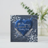Denim & Diamonds Heart Sweet 16 Party Invitations (Debout devant)