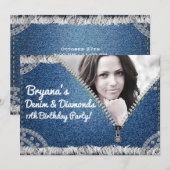 Denim & Diamonds Jean Rits Party Fotouitnodiging Kaart (Voorkant / Achterkant)