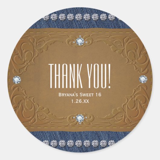 Denim & Diamonds Jeans Étiquette fête d'anniversai (Devant)